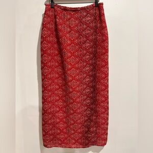 OPTION & CO Vintage Red Floral Wrap‎ Maxi Skirt